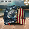 Maxcorners Fishing Cap Patriotic Bass Lace-Up Design Multicolor Options Personalized Name (12 Fish Species)