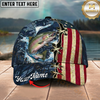Maxcorners Fishing Cap Patriotic Bass Lace-Up Design Multicolor Options Personalized Name (12 Fish Species)