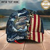 Maxcorners Fishing Cap Patriotic Bass Lace-Up Design Multicolor Options Personalized Name (12 Fish Species)