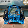 Maxcorners Fishing Cap Blue Flame Fishing Gear Design Multicolor Options Personalized Name (12 Fish Species)
