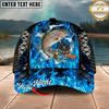 Maxcorners Fishing Cap Blue Flame Fishing Gear Design Multicolor Options Personalized Name (12 Fish Species)