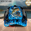 Maxcorners Fishing Cap Blue Flame Fishing Gear Design Multicolor Options Personalized Name (12 Fish Species)
