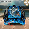 Maxcorners Fishing Cap Blue Flame Fishing Gear Design Multicolor Options Personalized Name (12 Fish Species)