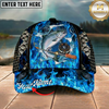 Maxcorners Fishing Cap Blue Flame Fishing Gear Design Multicolor Options Personalized Name (12 Fish Species)