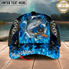 Maxcorners Fishing Cap Blue Flame Fishing Gear Design Multicolor Options Personalized Name (12 Fish Species)