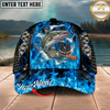 Maxcorners Fishing Cap Blue Flame Fishing Gear Design Multicolor Options Personalized Name (12 Fish Species)