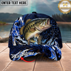 Maxcorners Fishing Cap Midnight Ocean Splash Design Multicolor Options Personalized Name (12 Fish Species)