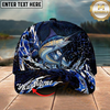 Maxcorners Fishing Cap Midnight Ocean Splash Design Multicolor Options Personalized Name (12 Fish Species)