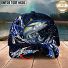 Maxcorners Fishing Cap Midnight Ocean Splash Design Multicolor Options Personalized Name (12 Fish Species)