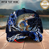 Maxcorners Fishing Cap Midnight Ocean Splash Design Multicolor Options Personalized Name (12 Fish Species)