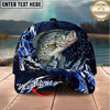 Maxcorners Fishing Cap Midnight Ocean Splash Design Multicolor Options Personalized Name (12 Fish Species)
