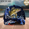 Maxcorners Fishing Cap Midnight Ocean Splash Design Multicolor Options Personalized Name (12 Fish Species)