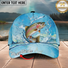 Maxcorners Fishing Cap Sky Blue Splash Design Multicolor Options Personalized Name (12 Fish Species)