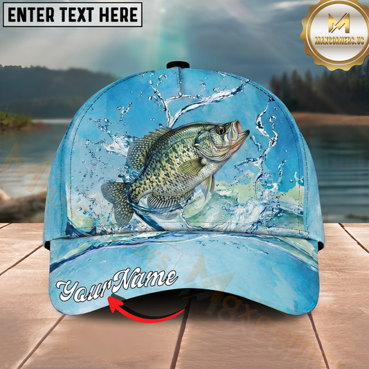 Maxcorners Fishing Cap Sky Blue Splash Design Multicolor Options Personalized Name (12 Fish Species)
