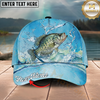 Maxcorners Fishing Cap Sky Blue Splash Design Multicolor Options Personalized Name (12 Fish Species)