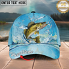 Maxcorners Fishing Cap Sky Blue Splash Design Multicolor Options Personalized Name (12 Fish Species)
