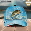 Maxcorners Fishing Cap Sky Blue Splash Design Multicolor Options Personalized Name (12 Fish Species)