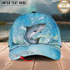 Maxcorners Fishing Cap Sky Blue Splash Design Multicolor Options Personalized Name (12 Fish Species)
