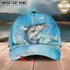 Maxcorners Fishing Cap Sky Blue Splash Design Multicolor Options Personalized Name (12 Fish Species)