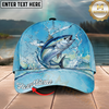Maxcorners Fishing Cap Sky Blue Splash Design Multicolor Options Personalized Name (12 Fish Species)