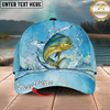 Maxcorners Fishing Cap Sky Blue Splash Design Multicolor Options Personalized Name (12 Fish Species)