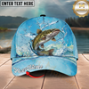 Maxcorners Fishing Cap Sky Blue Splash Design Multicolor Options Personalized Name (12 Fish Species)