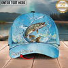 Maxcorners Fishing Cap Sky Blue Splash Design Multicolor Options Personalized Name (12 Fish Species)