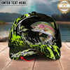 Maxcorners Fishing Cap Neon Green Splash Design Multicolor Options Personalized Name (12 Fish Species)