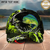 Maxcorners Fishing Cap Neon Green Splash Design Multicolor Options Personalized Name (12 Fish Species)