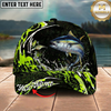 Maxcorners Fishing Cap Neon Green Splash Design Multicolor Options Personalized Name (12 Fish Species)
