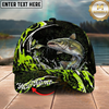 Maxcorners Fishing Cap Neon Green Splash Design Multicolor Options Personalized Name (12 Fish Species)