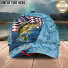 Maxcorners Fishing Cap American Flag Fishing Design Multicolor Options Personalized Name (12 Fish Species)