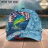 Maxcorners Fishing Cap American Flag Fishing Design Multicolor Options Personalized Name (12 Fish Species)
