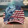 Maxcorners Fishing Cap Patriotic Marlin Design Multicolor Options Personalized Name (12 Fish Species)