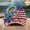 Maxcorners Fishing Cap Patriotic Marlin Design Multicolor Options Personalized Name (12 Fish Species)