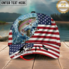 Maxcorners Fishing Cap Patriotic Marlin Design Multicolor Options Personalized Name (12 Fish Species)