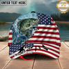 Maxcorners Fishing Cap Patriotic Marlin Design Multicolor Options Personalized Name (12 Fish Species)
