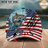 Maxcorners Fishing Cap Patriotic Marlin Design Multicolor Options Personalized Name (12 Fish Species)