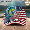Maxcorners Fishing Cap Patriotic Marlin Design Multicolor Options Personalized Name (12 Fish Species)