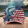 Maxcorners Fishing Cap Patriotic Marlin Design Multicolor Options Personalized Name (12 Fish Species)