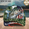 Maxcorners Fishing Cap Patriotic Salmon Camo Design Multicolor Options Personalized Name (12 Fish Species)