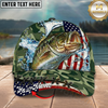 Maxcorners Fishing Cap Patriotic Salmon Camo Design Multicolor Options Personalized Name (12 Fish Species)
