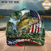 Maxcorners Fishing Cap Patriotic Salmon Camo Design Multicolor Options Personalized Name (12 Fish Species)