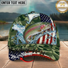 Maxcorners Fishing Cap Patriotic Salmon Camo Design Multicolor Options Personalized Name (12 Fish Species)