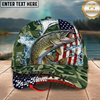 Maxcorners Fishing Cap Patriotic Salmon Camo Design Multicolor Options Personalized Name (12 Fish Species)