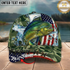 Maxcorners Fishing Cap Patriotic Salmon Camo Design Multicolor Options Personalized Name (12 Fish Species)