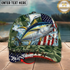 Maxcorners Fishing Cap Patriotic Salmon Camo Design Multicolor Options Personalized Name (12 Fish Species)