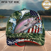 Maxcorners Fishing Cap Patriotic Salmon Camo Design Multicolor Options Personalized Name (12 Fish Species)