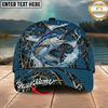 Maxcorners Fishing Cap Blue Marsh Bass Design Multicolor Options Personalized Name (12 Fish Species)