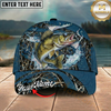 Maxcorners Fishing Cap Blue Marsh Bass Design Multicolor Options Personalized Name (12 Fish Species)